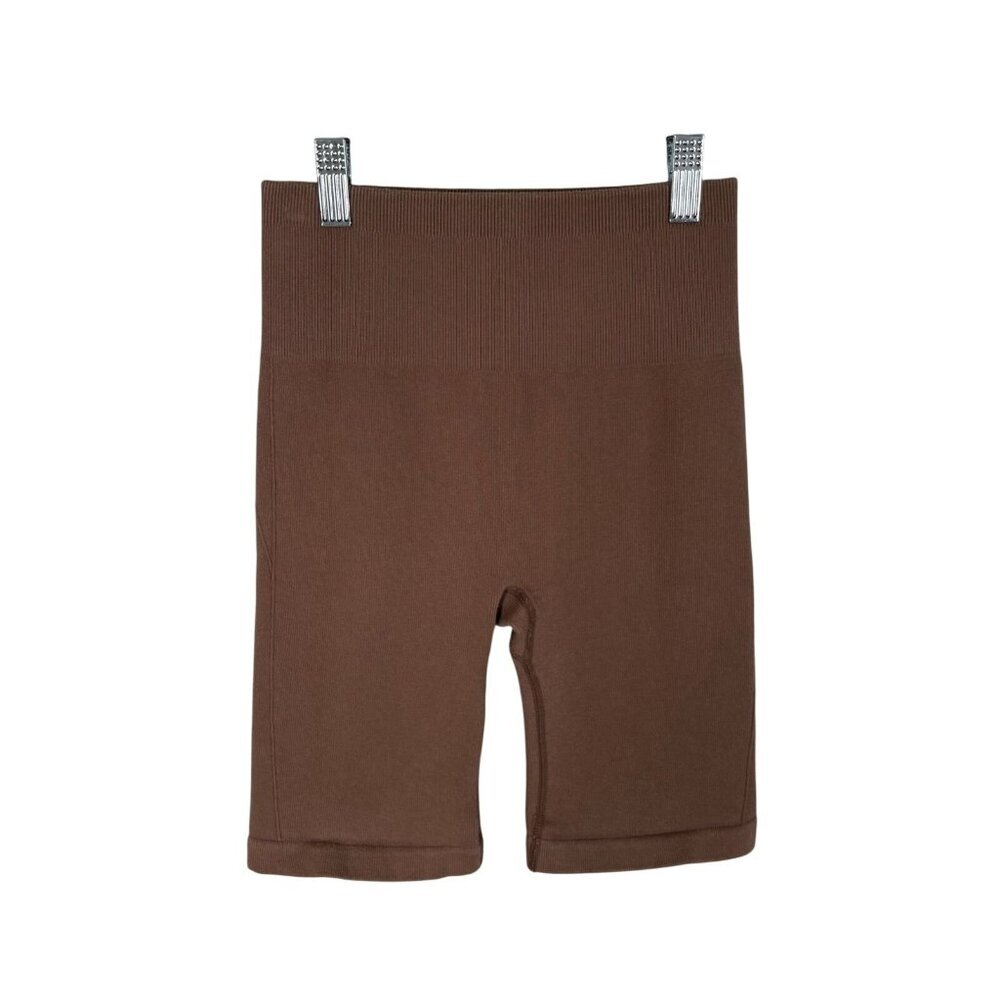 Everlane Women XS/S Brown Lounge Ribbed Knit Seamless High Rise Bike Shorts